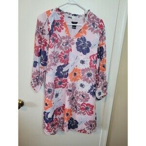 Ann Taylor Pink Floral Ruffle Sleeves Dress Size Small